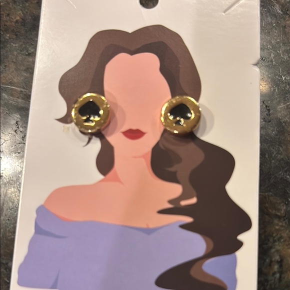Kate Spade Spot the Spade Gold and Black Geometric Earrings - Picture 1 of 2